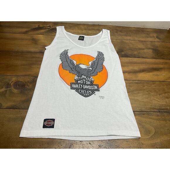 Vintage 3-D Emblem Harley Davidson Eagle White Size Medium Tank Top - Picture 1 of 11